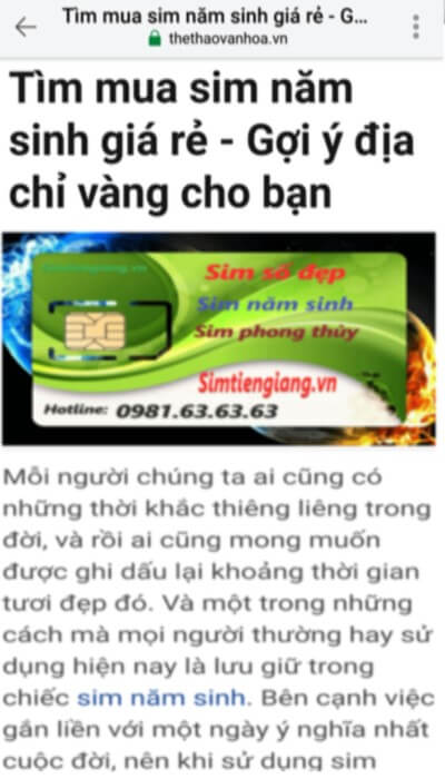 Báo Thể Thao Văn Hóa gợi ý Địa chỉ vàng để mua sim năm sinh giá rẻ - Sim Tiền Giang
