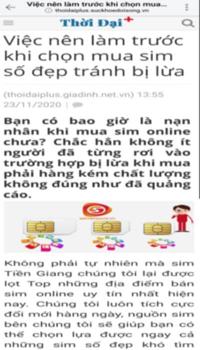 Báo Thời Đại viết về Những Khuyến Cáo của Sim Tiền Giang về việc nên làm trước khi mua sim số đẹp tránh bị lừa