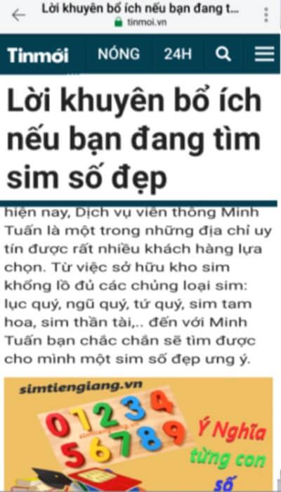 Báo Mới viết về Lời Khuyên bổ ích của Sim Tiền Giang nếu bạn muốn mua sim số đẹp.